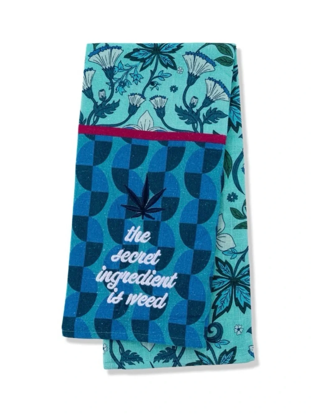 The Secret Ingredient Is Weed Blue Floral Kitchen Towel